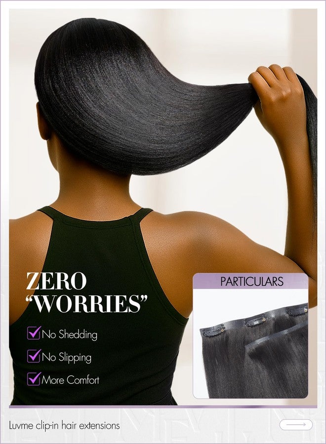 LUVME وصلات شعر LUVME Yaki Straight Seamless 70g 4 قطع بمشابك، وصلات شعر كاملة ماكس بطول 22 بوصة من شعر ريمي بشري طبيعي، أسود طبيعي 100% شعر ناعم حقيقي - Image 4